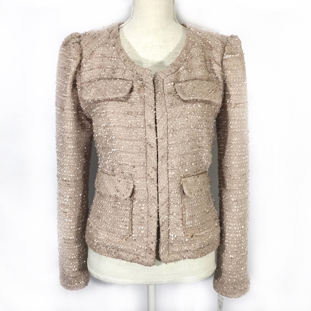 Elle Blush Pink Bouclé Blazer Sz S NWT